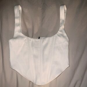 Princess Polly White cropped Rib Bustier/corset crop top. Size US 2